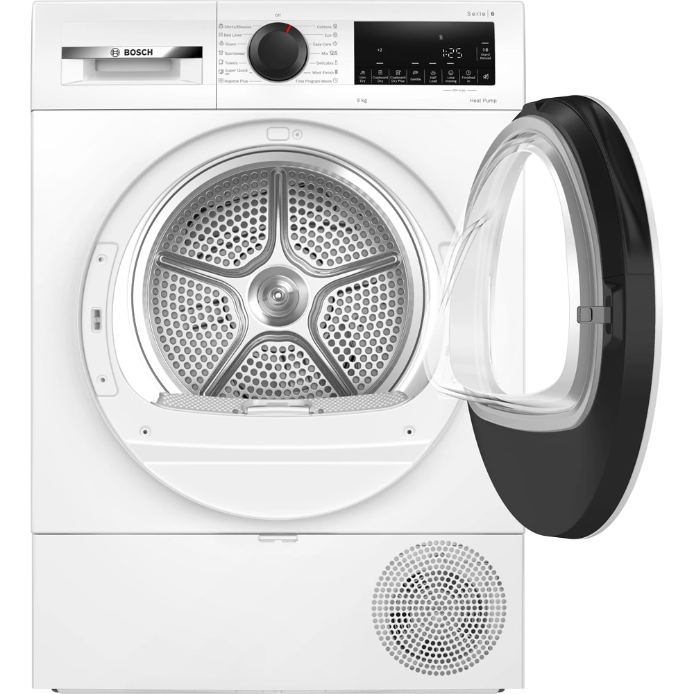 Uscator de rufe BOSCH WQG243DMBY, Condensare si pompa de caldura, 9 kg, 14 programe, Clasa C, alb