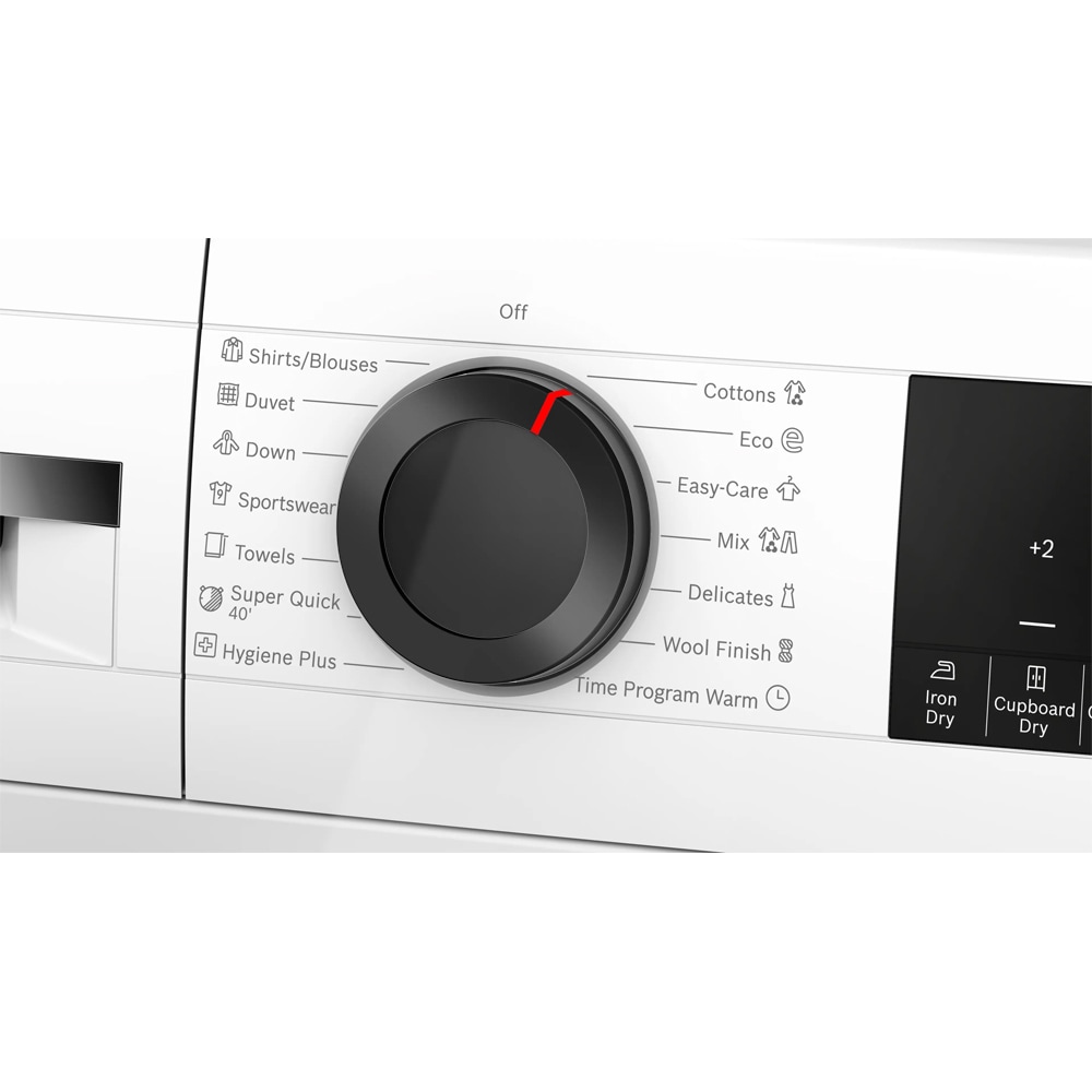 Uscator de rufe BOSCH WQG24501BY, Condensare si pompa de caldura, 9 kg, 14 programe, Clasa D, alb