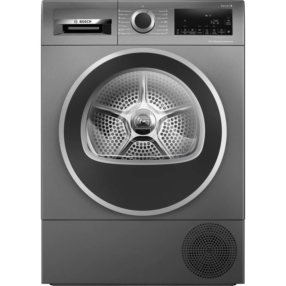 Uscator de rufe BOSCH WQG245DREU, Condensare si pompa de caldura, 9 kg, 14 programe, Clasa C, gri