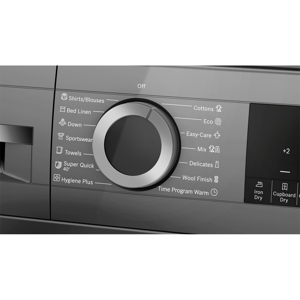 Uscator de rufe BOSCH WQG245DREU, Condensare si pompa de caldura, 9 kg, 14 programe, Clasa C, gri