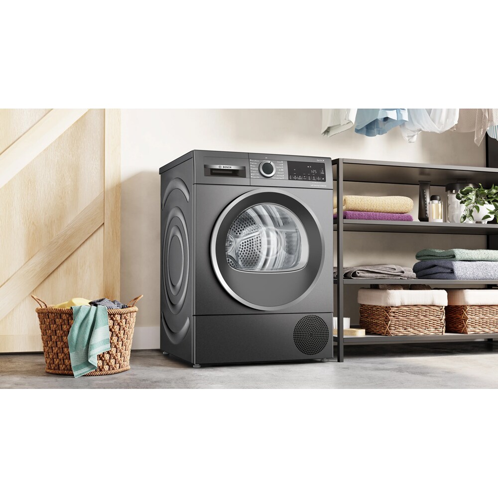Uscator de rufe BOSCH WQG245DREU, Condensare si pompa de caldura, 9 kg, 14 programe, Clasa C, gri