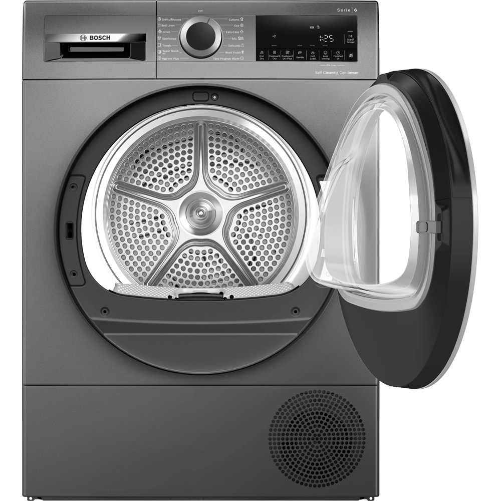 Uscator de rufe BOSCH WQG245DREU, Condensare si pompa de caldura, 9 kg, 14 programe, Clasa C, gri