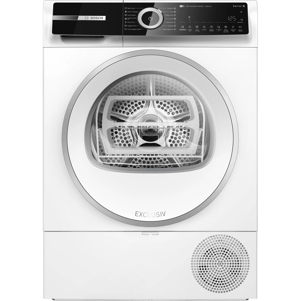 Uscator de rufe BOSCH WQN246D9BY, Condensare si pompa de caldura, 9 kg, 14 programe, Clasa B, alb