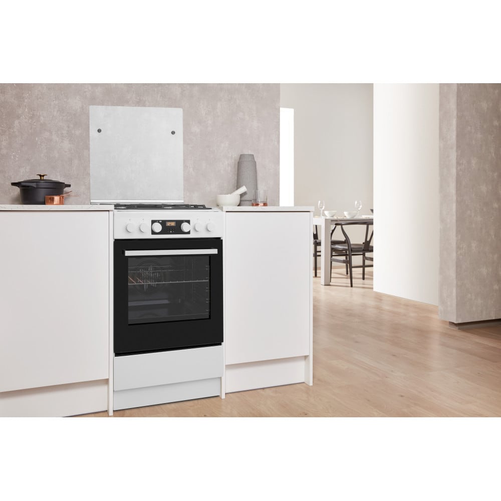 Aragaz WHIRLPOOL WS5G8CHW/E/1, 4 arzatoare, Gaz + Electric, L 50 cm, Grill, alb