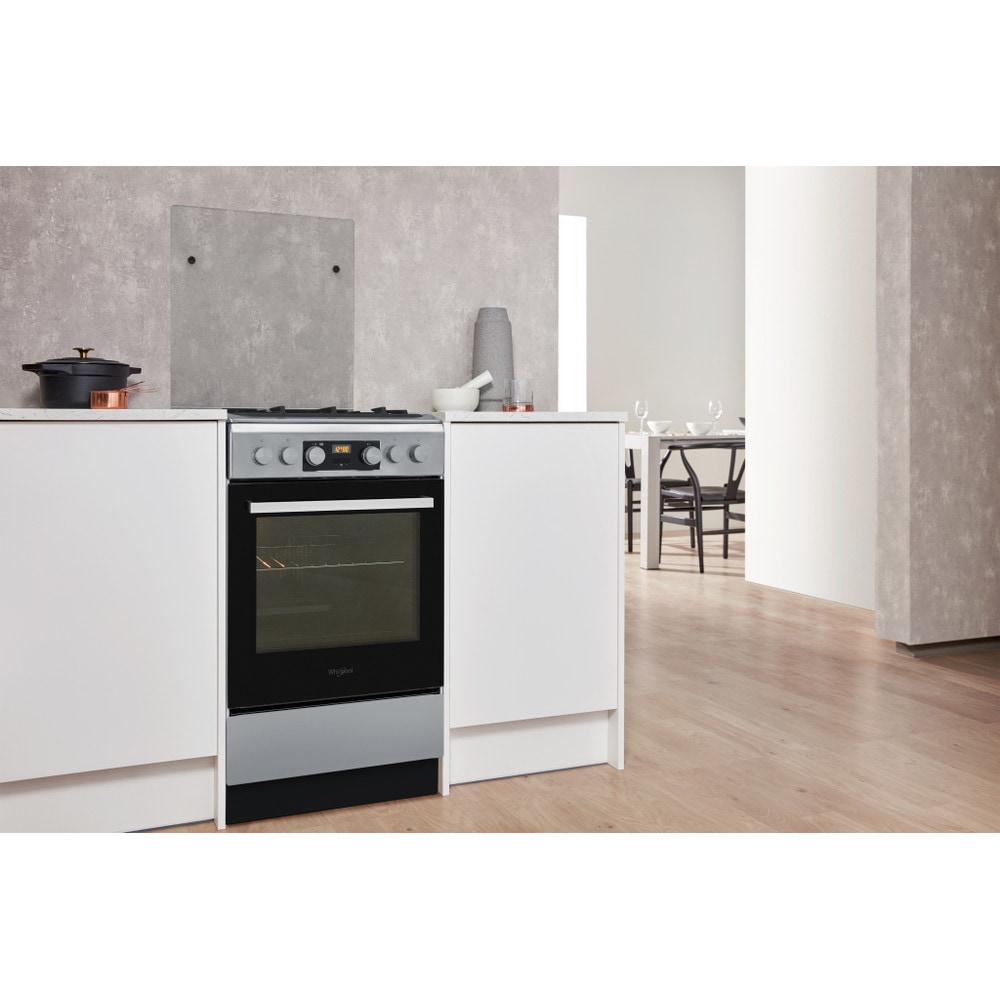 Aragaz WHIRLPOOL WS5G8CHX/E/1, 4 arzatoare, Gaz + Electric, L 50 cm, Grill, inox