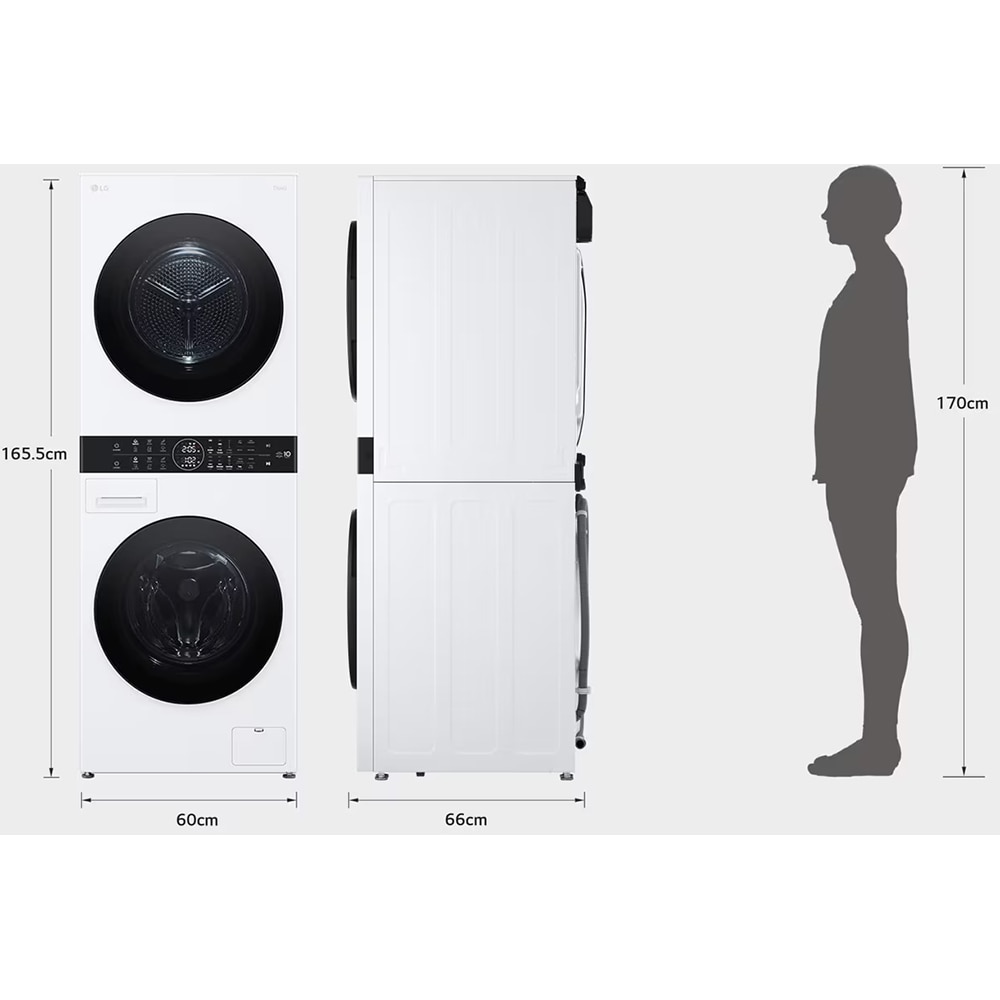 Masina de spalat rufe frontala cu uscator LG WashTower WT1210WWF, 12/10 kg, 1400 rpm, Clasa A/C, Wi-Fi, alb