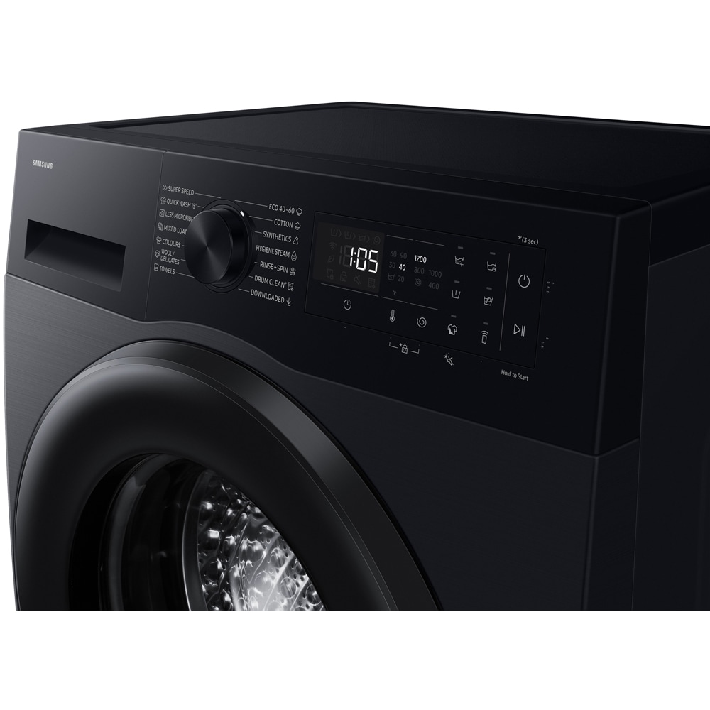 Masina de spalat rufe frontala slim SAMSUNG WW80FG5L32ABLE, AI EcoBubble, 8 kg, 1200rpm, Clasa A, negru