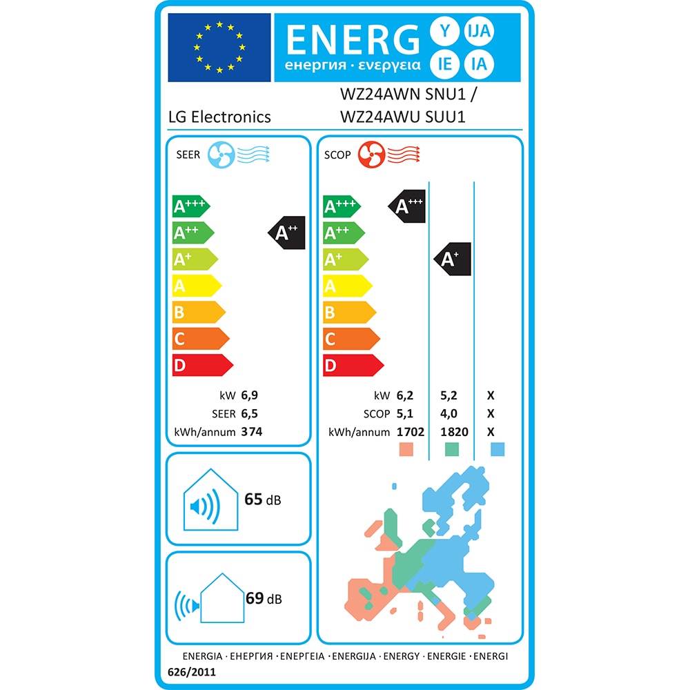 Aer conditionat LG Dualcool Special W WZ24AWN, 24000 BTU, A++/A+, Wi-Fi, alb
