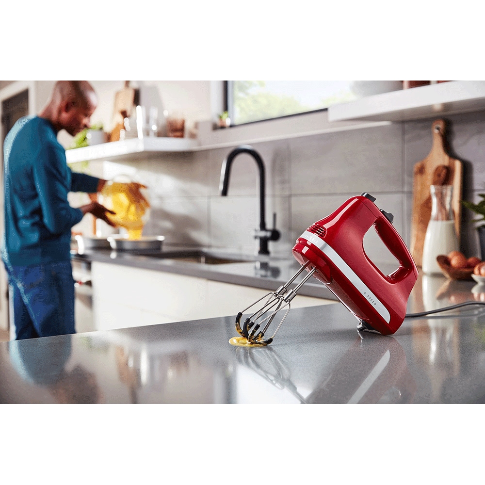 Mixer de mana KITCHENAID 5KHM6118EER, 60W, 6 trepte viteza, rosu-argintiu