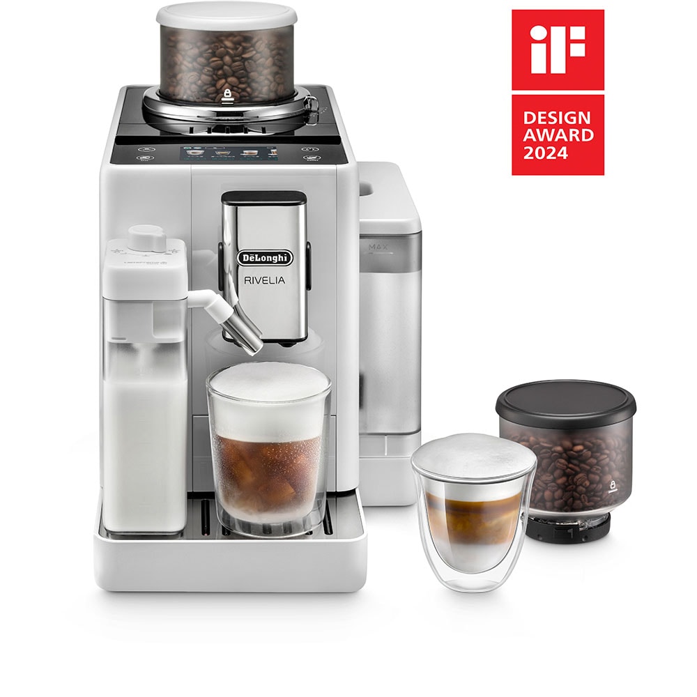Espressor automat DELONGHI Rivelia EXAM440.55.W, 1.4l, 1450W, 19 bar, alb-negru