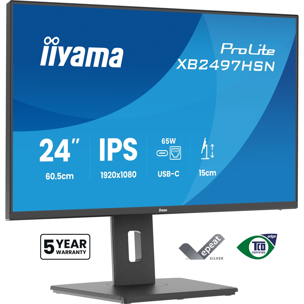 Monitor LED IPS IIYAMA ProLite XB2497HSN-B1, 23.8", Full HD, 100Hz, negru