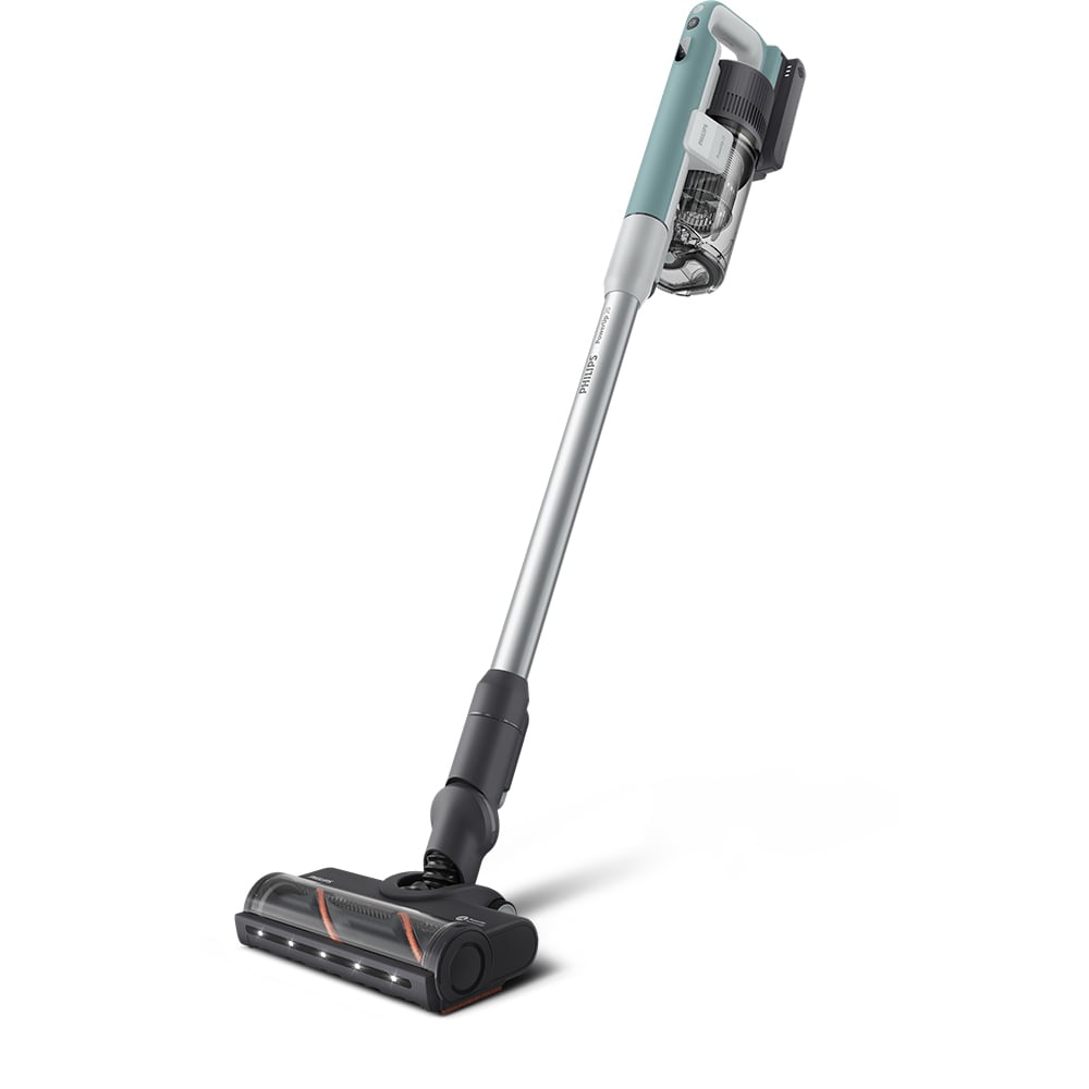 Aspirator vertical PHILIPS PowerUp 2 XC2233/10, 0.61l, autonomie max 50 min, Tehnologie PowerUp, verde deschis-argintiu