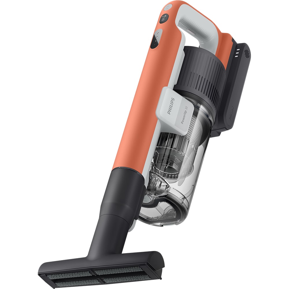 Aspirator vertical PHILIPS PowerUp 3 XC3243/10, 0.61l, autonomie max 50 min, Tehnologie PowerUp, portocaliu-gri