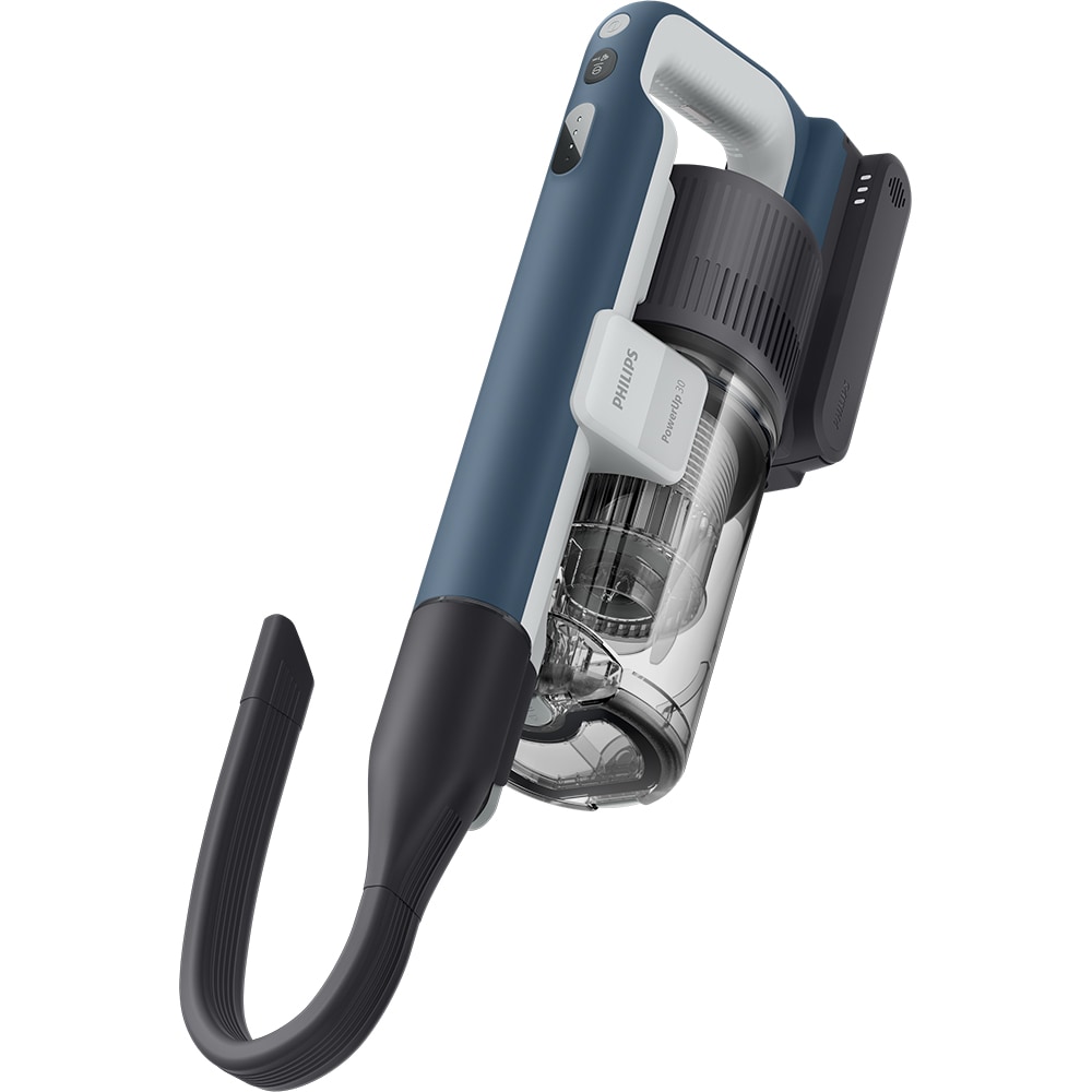 Aspirator vertical PHILIPS PowerUp 3 Aqua XC3363/10, 0.61l, autonomie max 50 min, Tehnologie PowerUp, albastru inchis