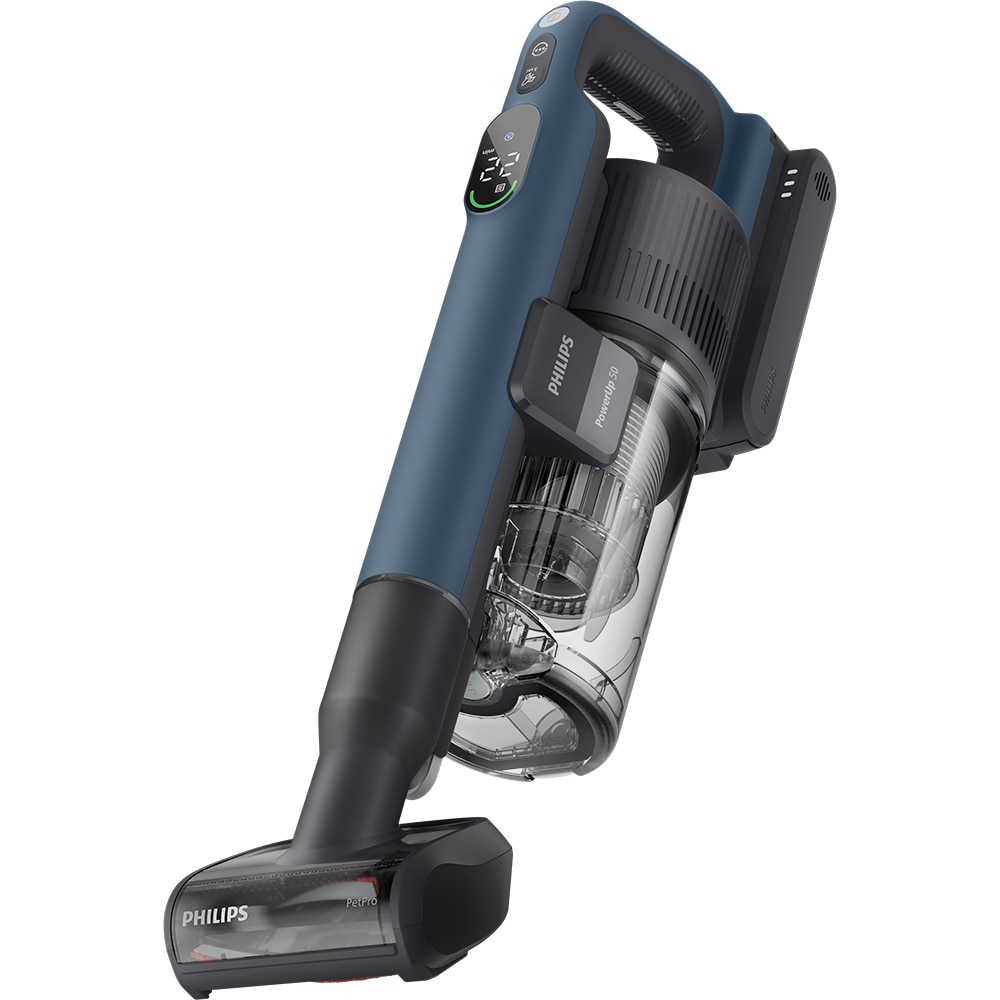 Aspirator vertical PHILIPS PowerUp 5 Aqua XC5373/10, 0.61l, autonomie max 65 min, mod Aqua, albastru inchis