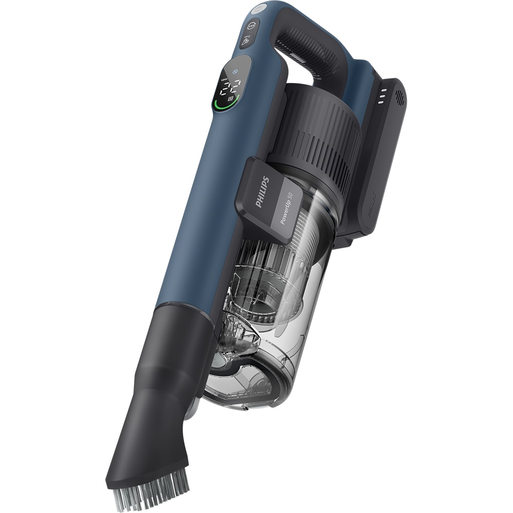 Aspirator vertical PHILIPS PowerUp 5 Aqua XC5373/10, 0.61l, autonomie max 65 min, mod Aqua, albastru inchis