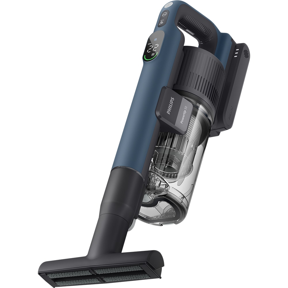 Aspirator vertical PHILIPS PowerUp 5 Aqua XC5373/10, 0.61l, autonomie max 65 min, mod Aqua, albastru inchis