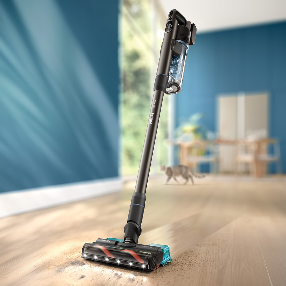 Aspirator vertical PHILIPS Seria 7000 Aqua XC7163/01, 0.6l, 25.2 V, autonomie max 80 min, Modulul Aqua, negru-albastru