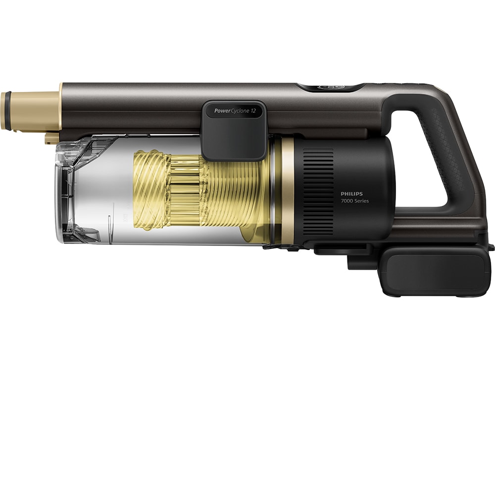 Aspirator vertical PHILIPS Seria 7000 Complete XC7167/01, 0.6l, 25.2 V, autonomie max 80 min, PowerCyclone 12, negru-galben
