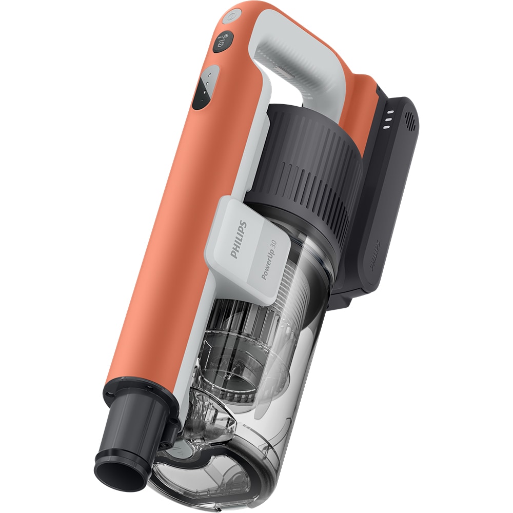 Aspirator vertical PHILIPS PowerUp IQ 7 XC7383/10, 0.82l, autonomie max 100 min, Tehnologie Dust IQ, bleumarin
