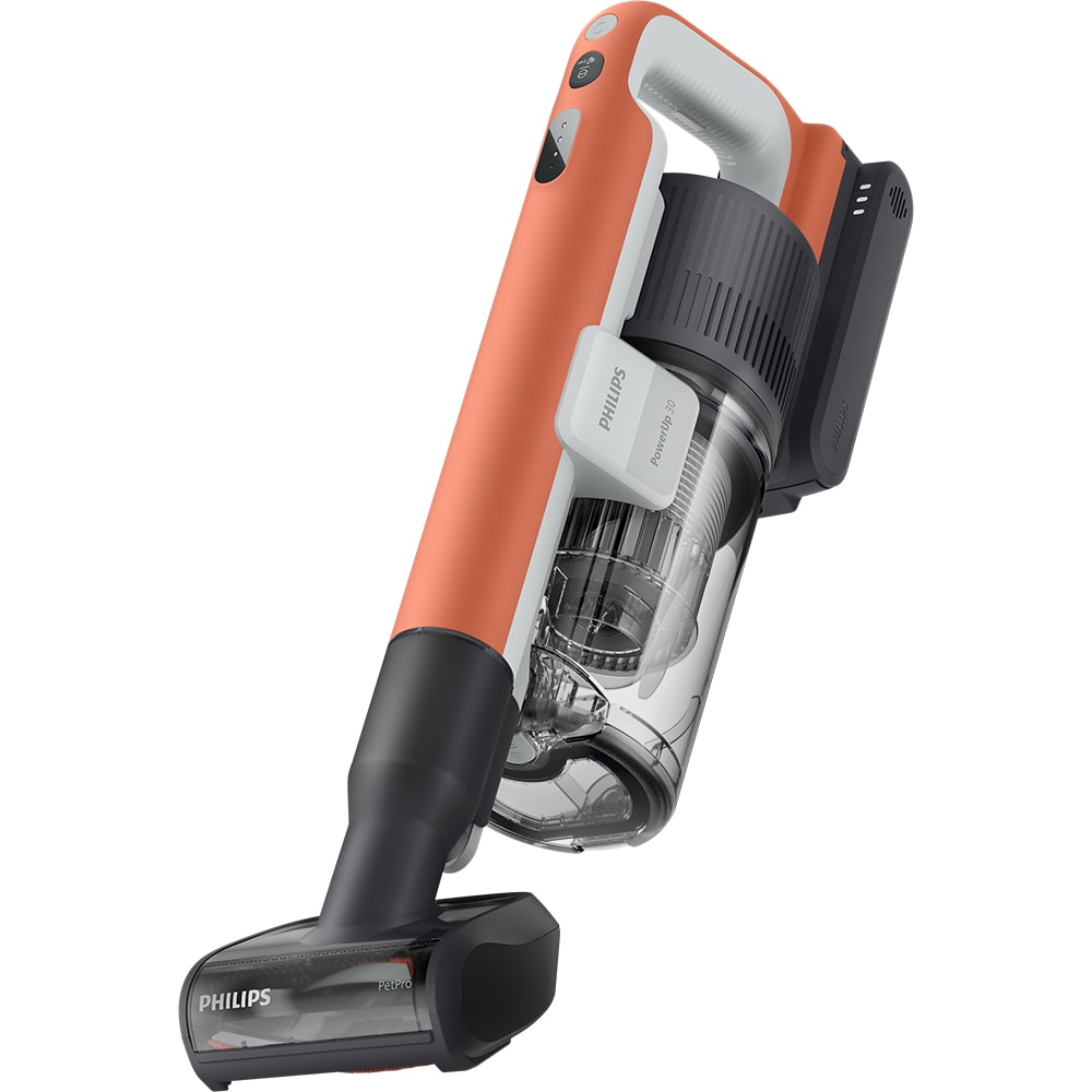 Aspirator vertical PHILIPS PowerUp IQ 7 XC7383/10, 0.82l, autonomie max 100 min, Tehnologie Dust IQ, bleumarin