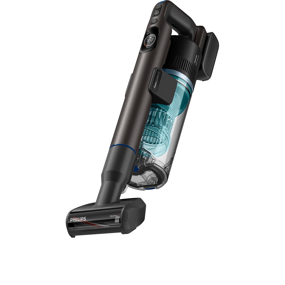 Aspirator vertical PHILIPS Seria 8000 Complete XC8157/01, 0.6l, 25.2 V, autonomie max 80 min, PowerCyclone 12, negru-albastru