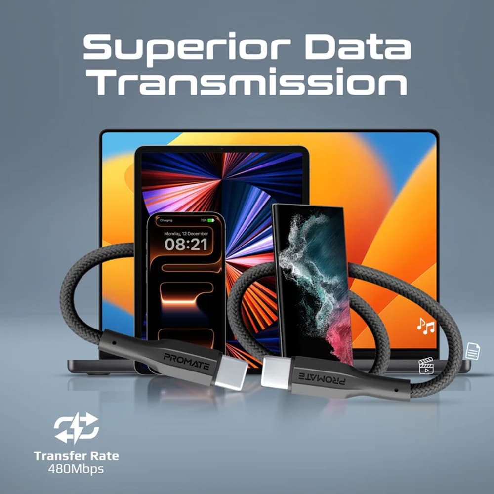 Cablu date PROMATE Xcord-CC300, USB-C - USB-C, 3m, negru