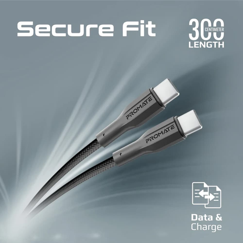 Cablu date PROMATE Xcord-CC300, USB-C - USB-C, 3m, negru