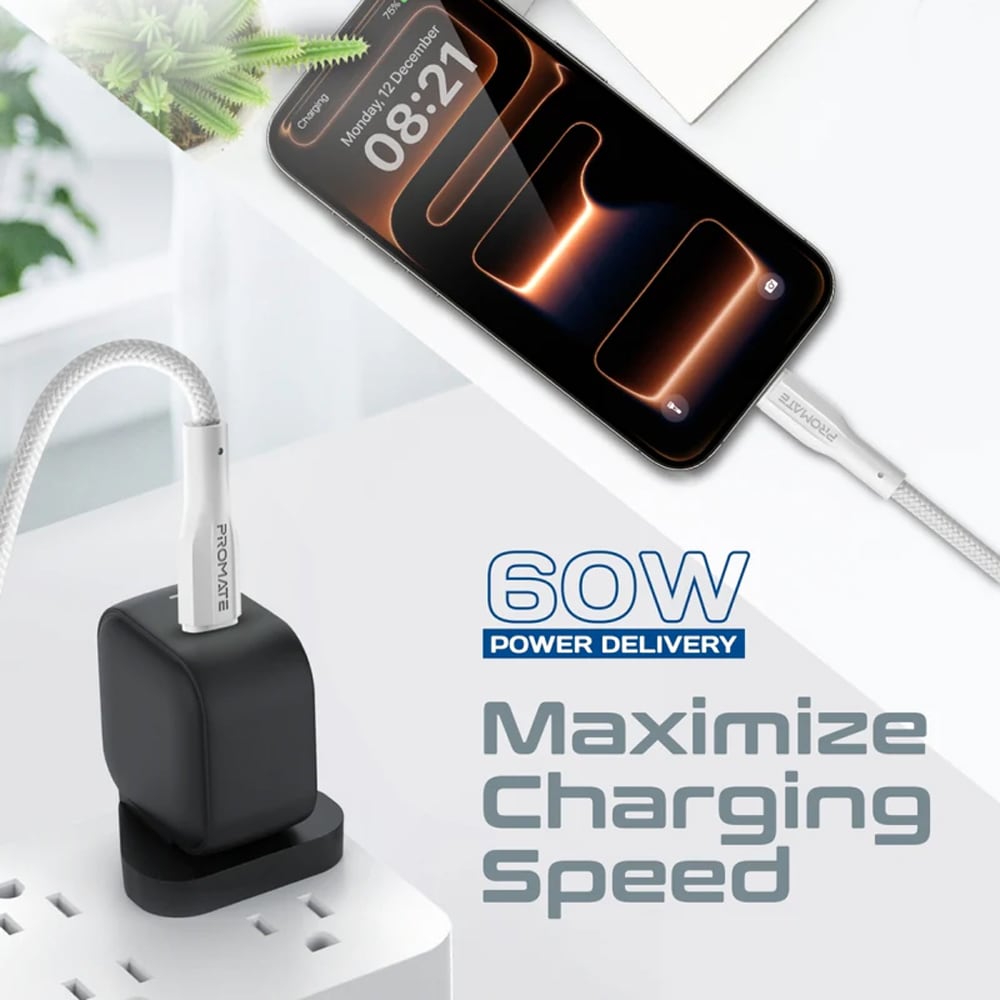 Cablu date PROMATE Xcord-CC300, USB-C - USB-C, 3m, alb