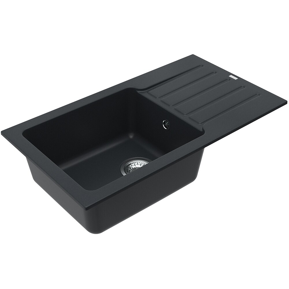 Pachet chiuveta ALVEUS Niagara 90 G91, 1 cuva, picurator reversibil, compozit granit + baterie Flexa + dozator, negru
