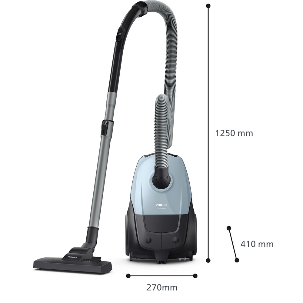 Aspirator cu sac PHILIPS Seria 2000 XD1142/10, 3l, 750W, 77dB, bleu-negru