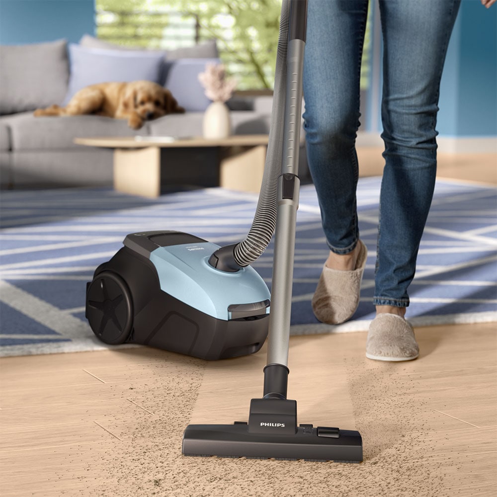 Aspirator cu sac PHILIPS Seria 2000 XD1142/10, 3l, 750W, 77dB, bleu-negru