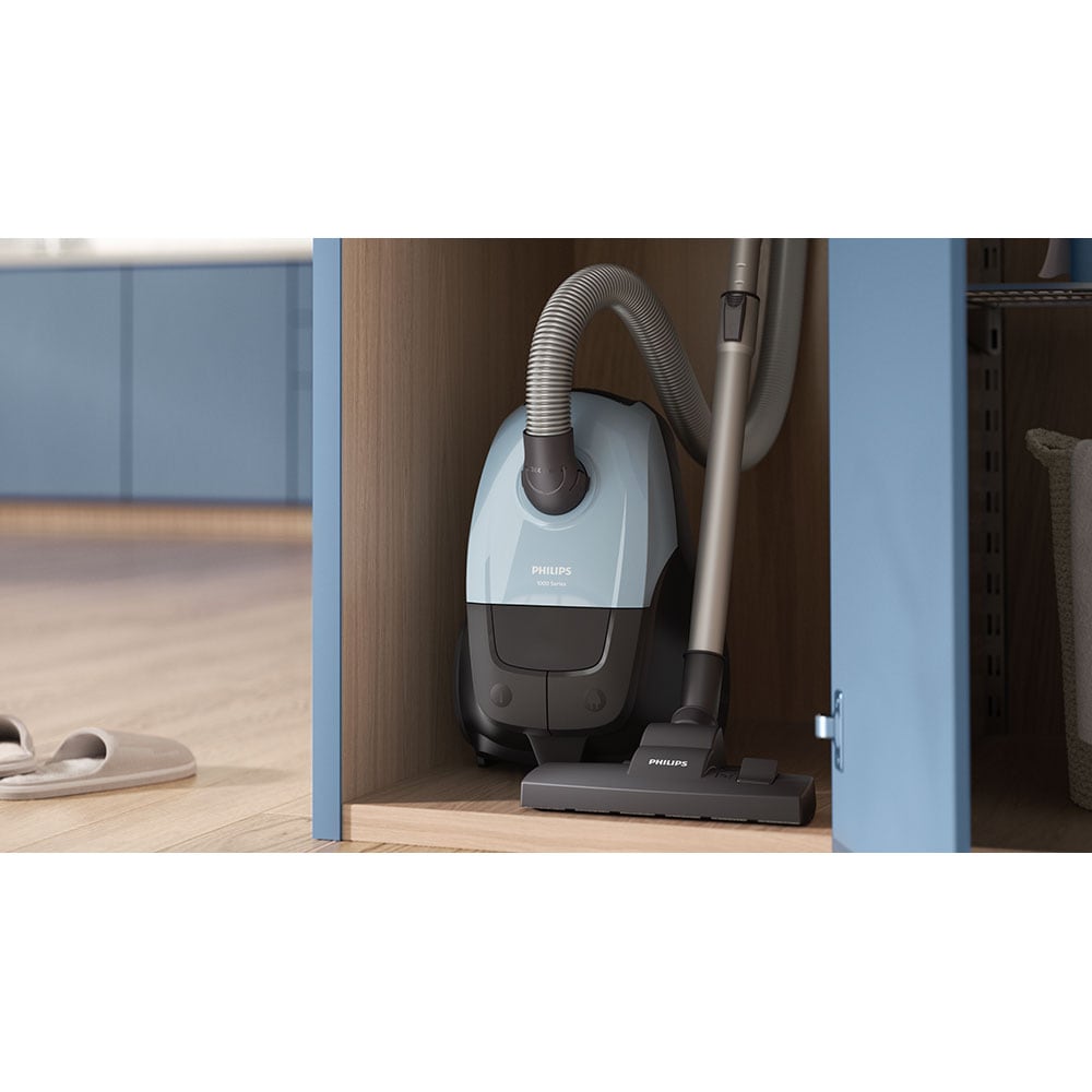Aspirator cu sac PHILIPS Seria 2000 XD1142/10, 3l, 750W, 77dB, bleu-negru
