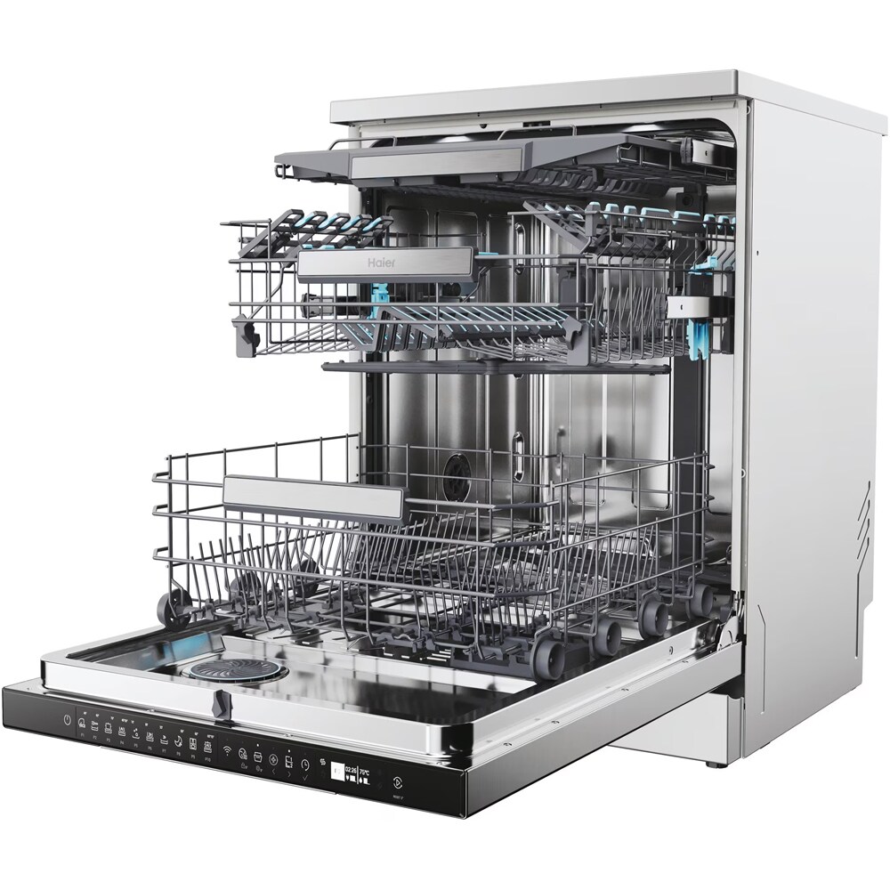 Masina de spalat vase independenta HAIER XF 6B0M3PDX, 16 seturi, 10 programe, 60 cm, Clasa B, inox