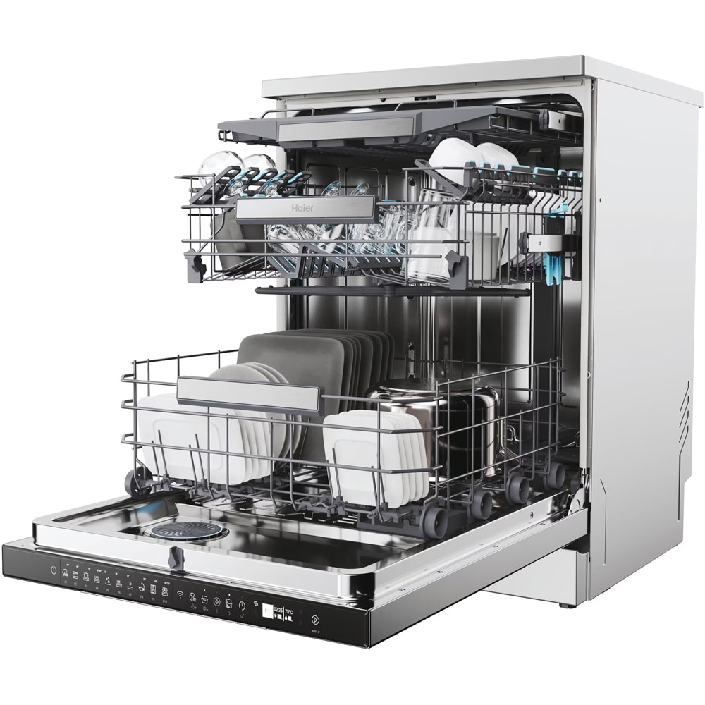 Masina de spalat vase independenta HAIER XF 6B0M3PDX, 16 seturi, 10 programe, 60 cm, Clasa B, inox