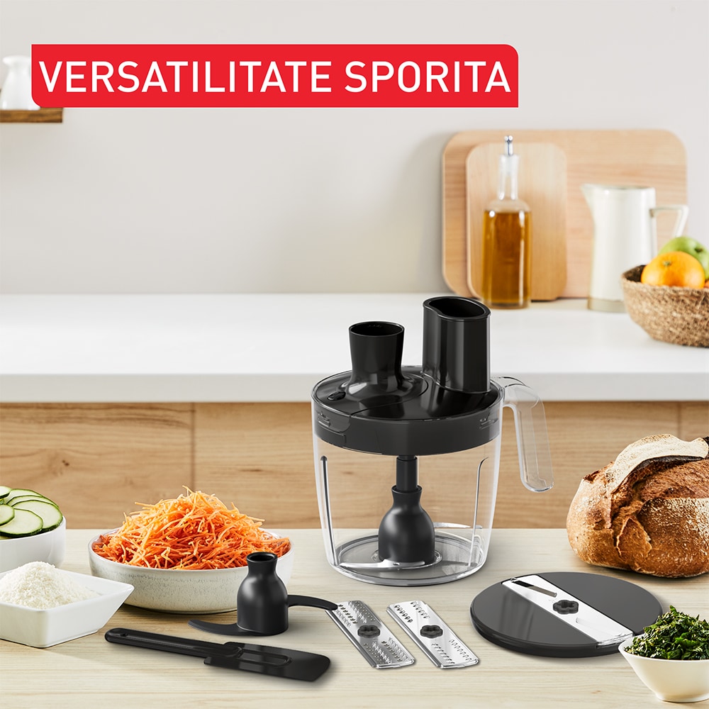 Mixer vertical TEFAL Quickchef+ HB67G830, 0.8l, 1000W, 20 trepte viteza, negru-argintiu