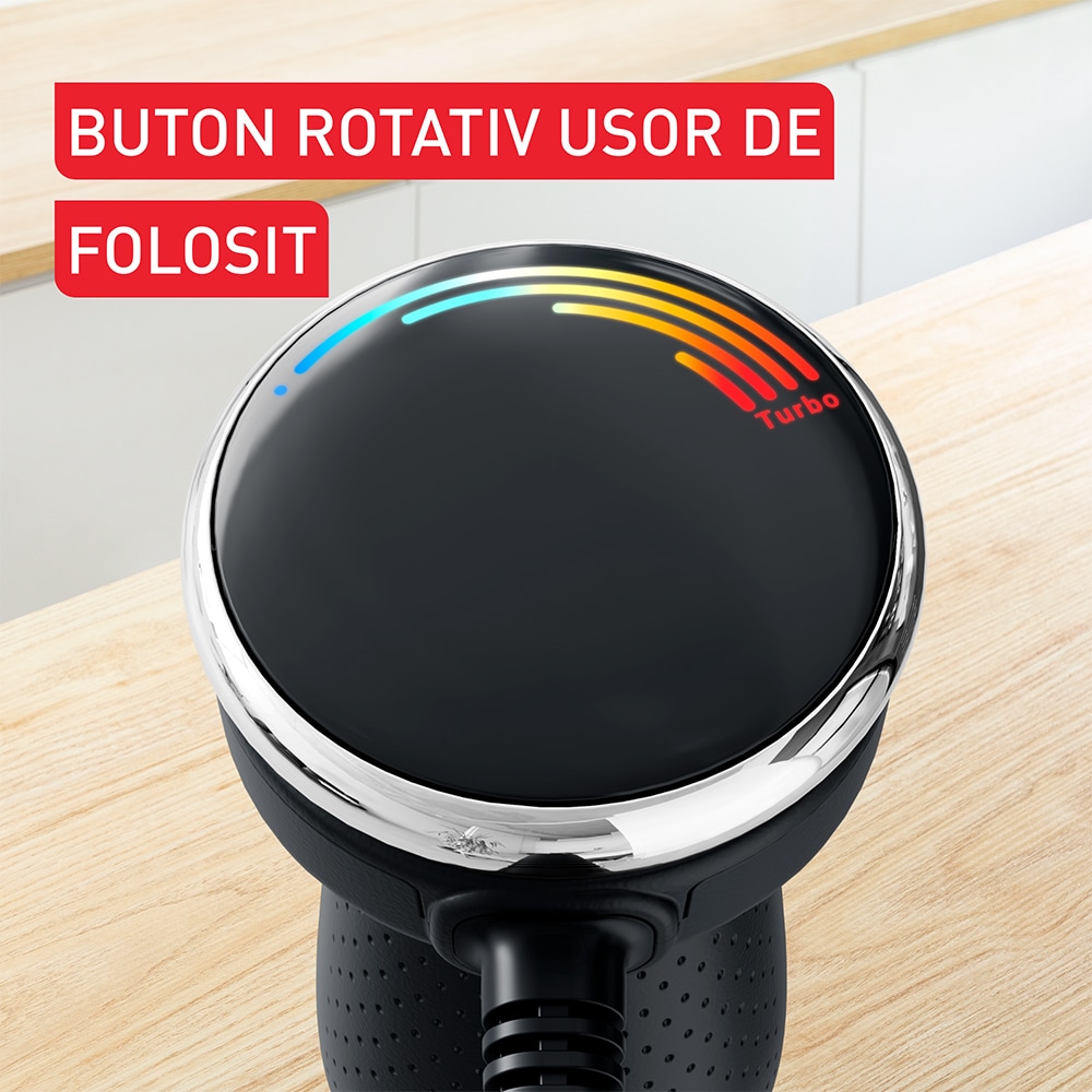 Mixer vertical TEFAL Quickchef+ HB67G830, 0.8l, 1000W, 20 trepte viteza, negru-argintiu