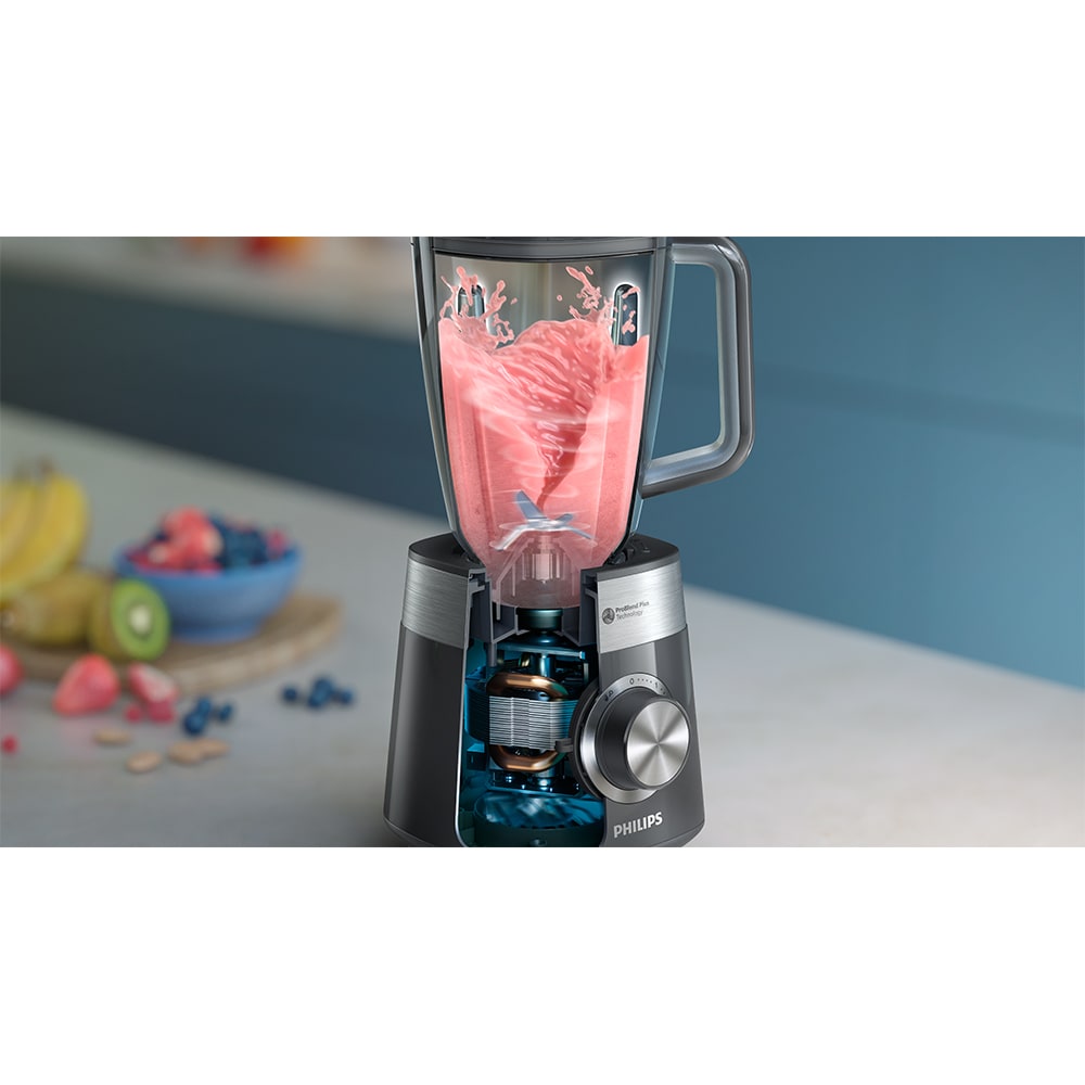 Blender PHILIPS Seria 5000 HR3020/20, 2l, 1000W, 3 trepte viteza, gri inchis-argintiu