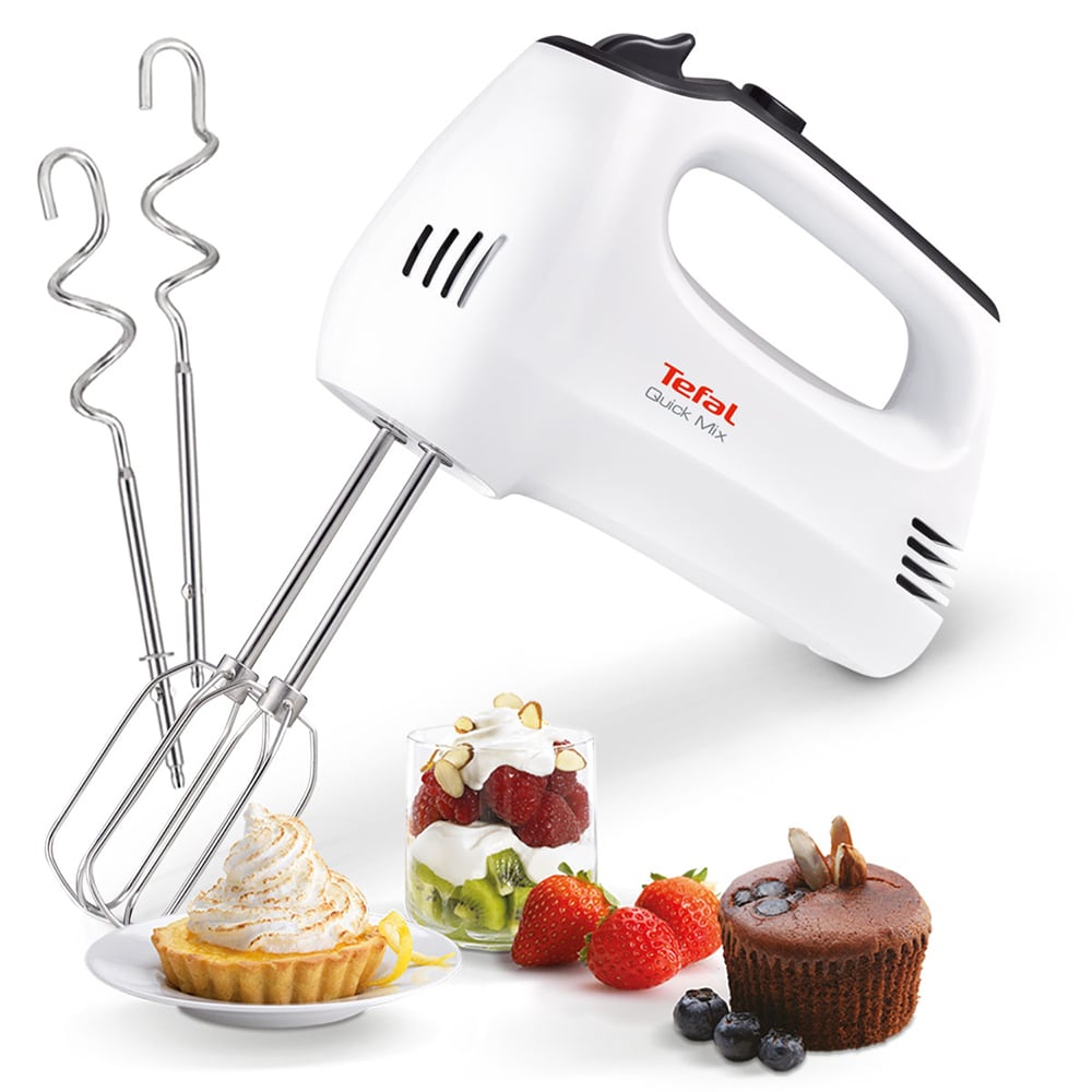 Mixer de mana TEFAL Quick Mix HT310138, 300W, 5 trepte viteza, alb
