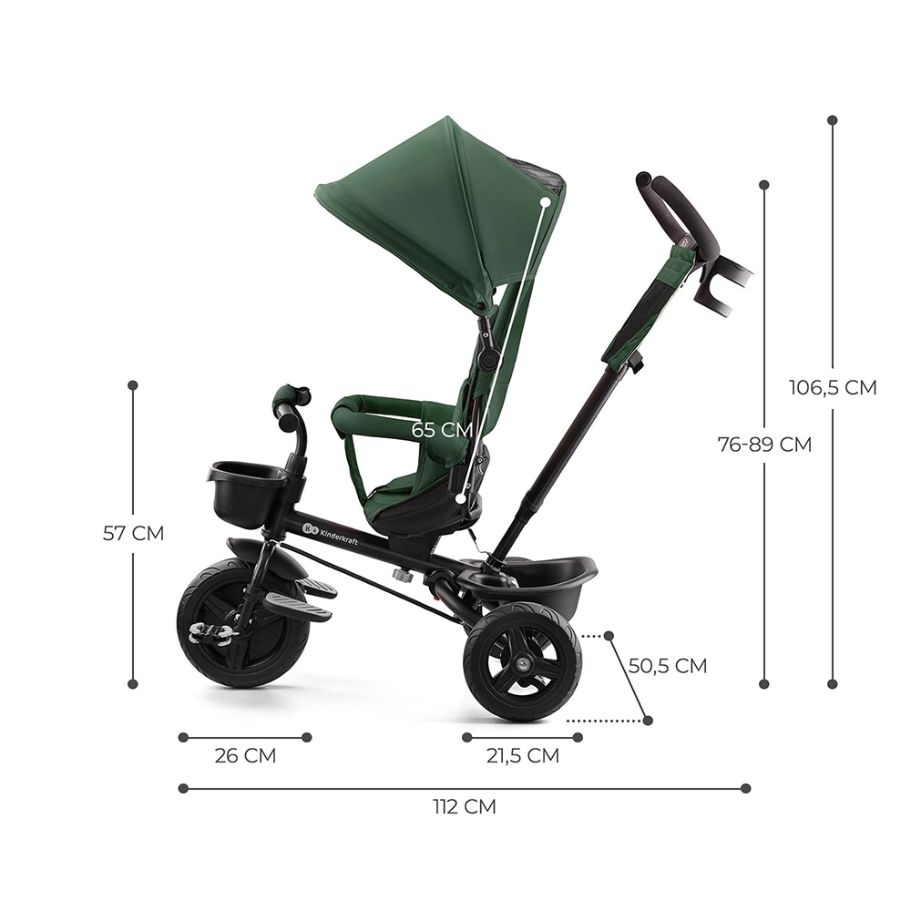 Tricicleta KINDERKRAFT Aveo KRAVEO00GRE, 9 luni+, verde inchis-negru