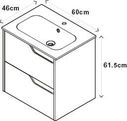 Set baza cu lavoar Tolima, 60 cm, alb