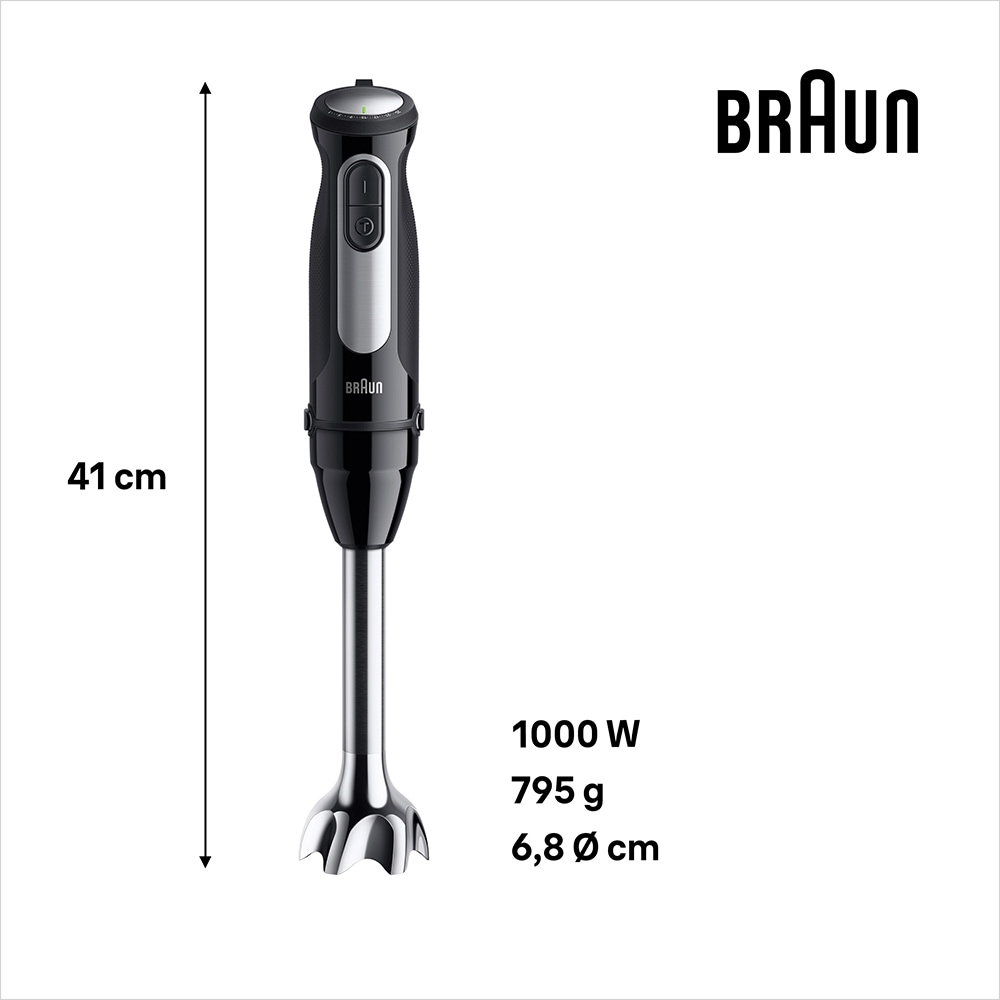 Mixer vertical BRAUN MultiQuick 5 Pro MQ55307M, 0.6l, 1000W, 25 trepte viteza, negru-argintiu