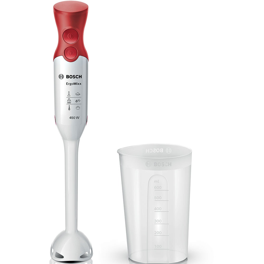Mixer vertical BOSCH ErgoMixx MSM64010, 0.6l, 450W, 1 treapta viteza, alb-rosu