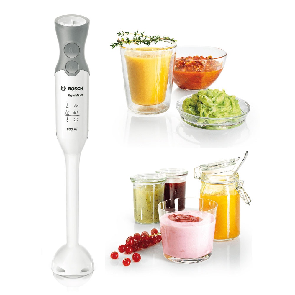 Mixer vertical BOSCH ErgoMixx MSM66050, 0.6l, 600W, 12 trepte viteza, alb-gri