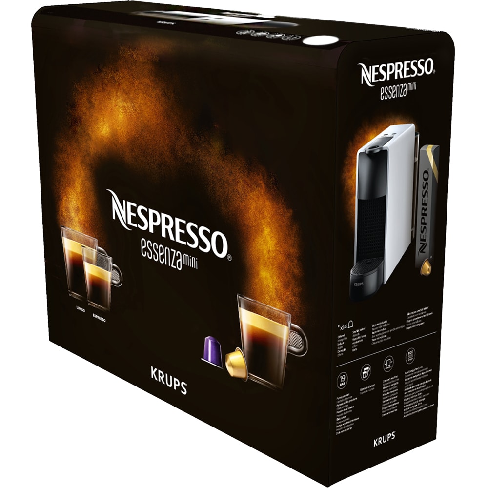Espressor capsule NESPRESSO Essenza Mini XN110110, 0.6l, 1300W, 19 bar, alb-negru