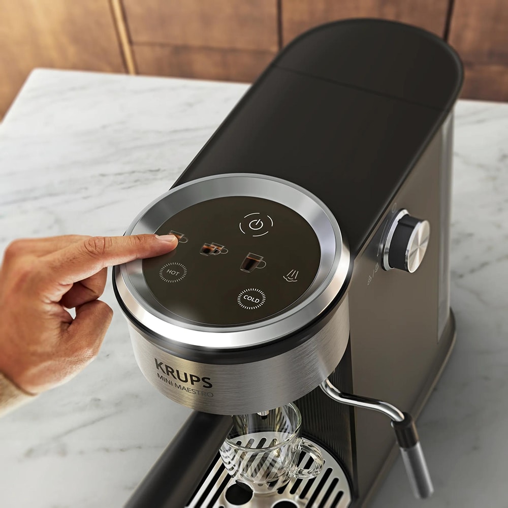 Espressor manual KRUPS Mini Maestro XP350DE0, 0.6l, 1350W, 20 bar, negru-argintiu