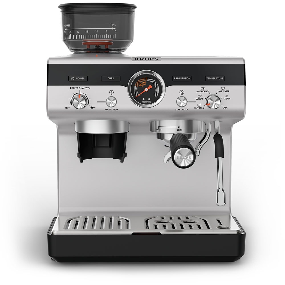 Espressor manual KRUPS Precision XP804T10, 3.5l, 15 bar, sistem Thermoblock, negru-argintiu