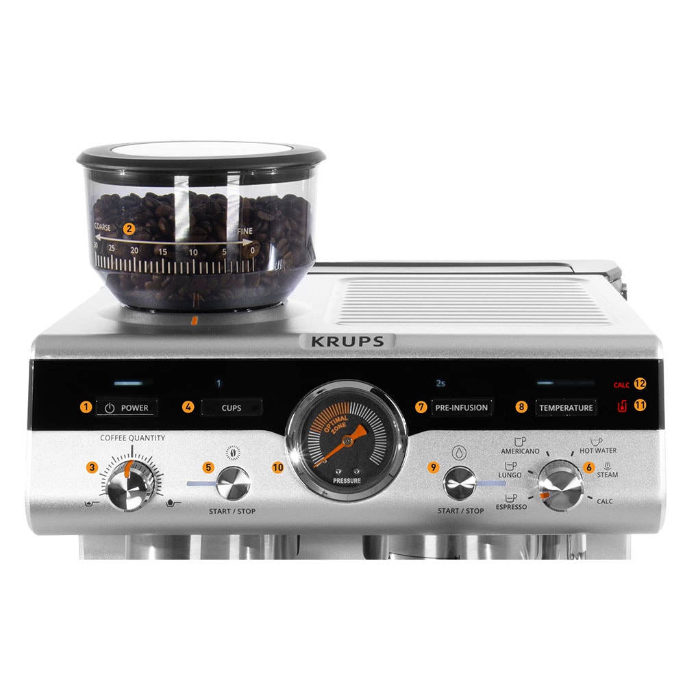 Espressor manual KRUPS Precision XP804T10, 3.5l, 15 bar, sistem Thermoblock, negru-argintiu