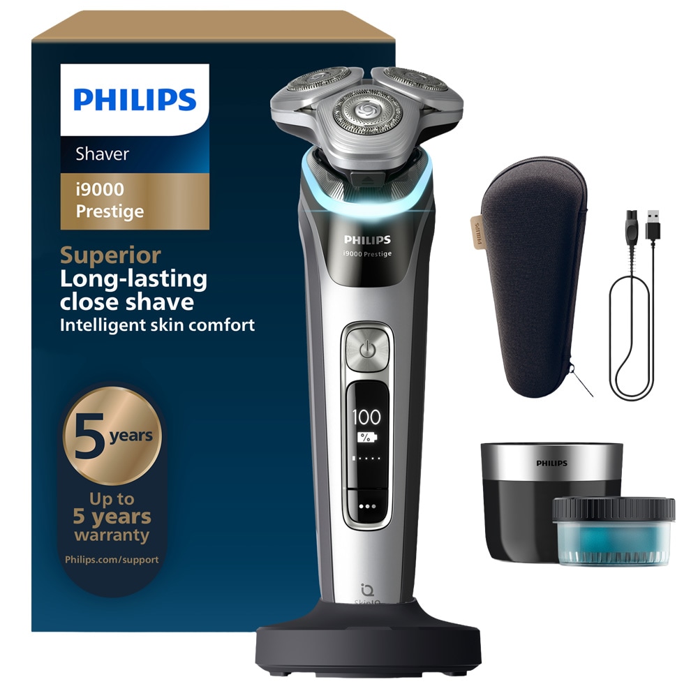 Aparat de ras PHILIPS i9000 Prestige XP9204/30, acumulator, autonomie 60 min, SkinIQ, argintiu