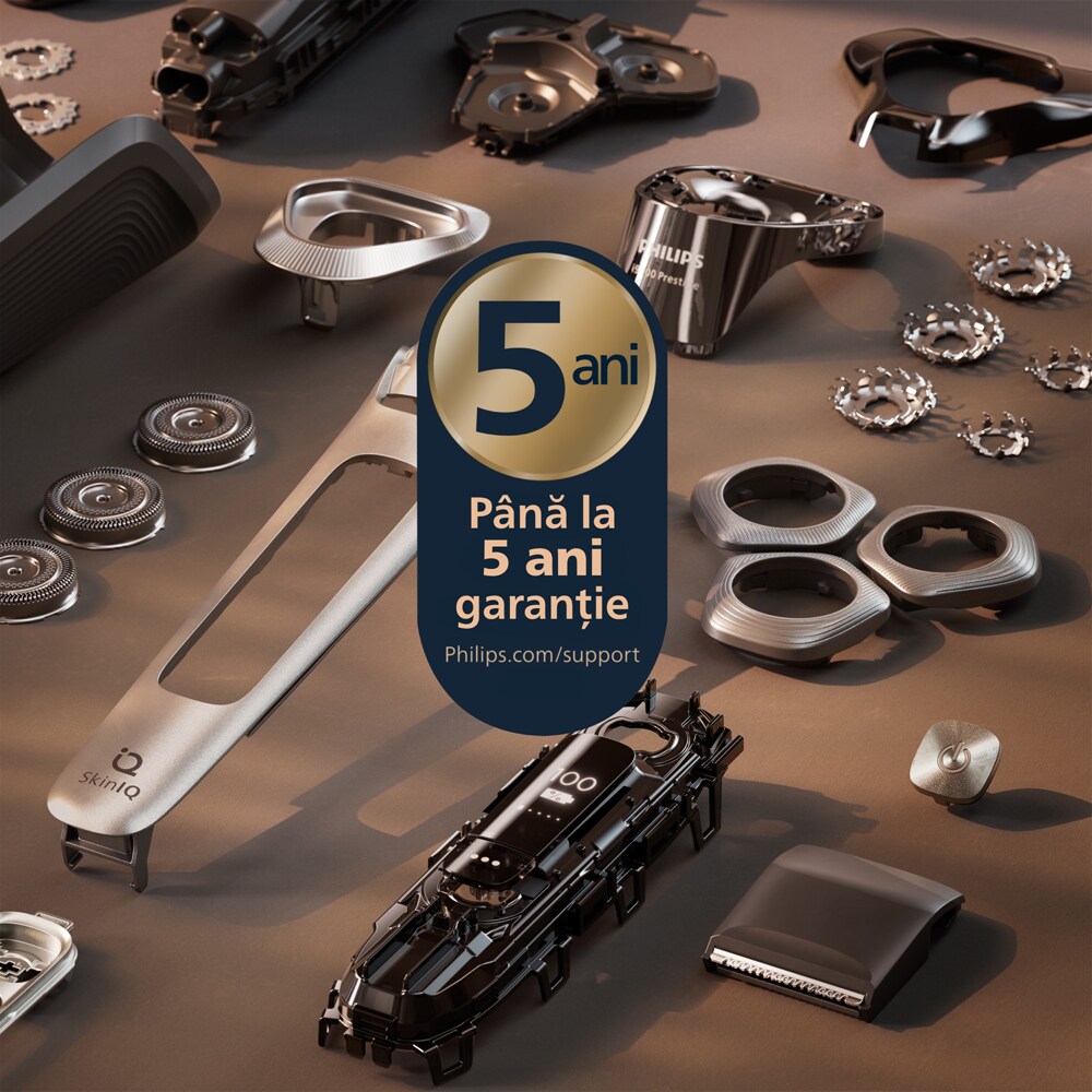 Aparat de ras PHILIPS i9000 Prestige XP9204/30, acumulator, autonomie 60 min, SkinIQ, argintiu